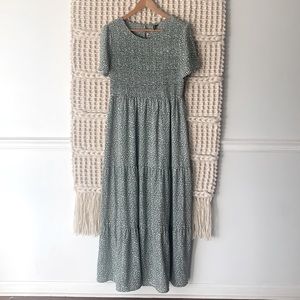 Modest Bohemian Floral Tiered Maxi Dress